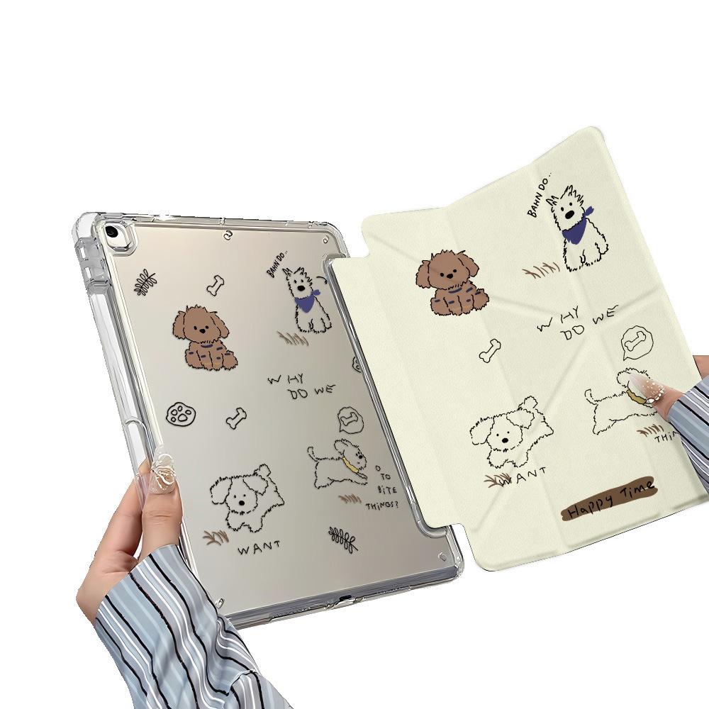 Cute Puppy Y Three Fold for Ipadair6/5 Protective Case 10/9/8 Generation 11 Inch Pro Anti-drop and Anti-bend MINI