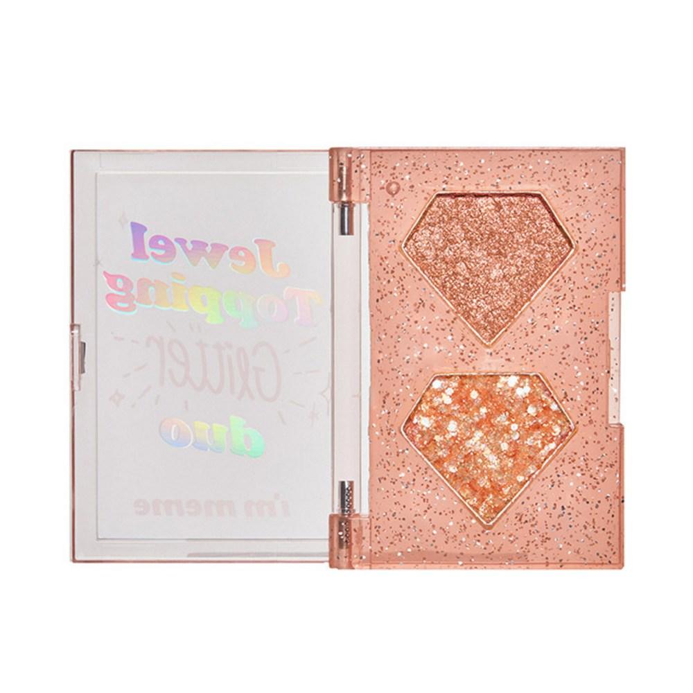 I'M MEME Jewel Topping Glitter Dual Eyeshadow 02 Coral Jewel + Glitter Brush, 1 set