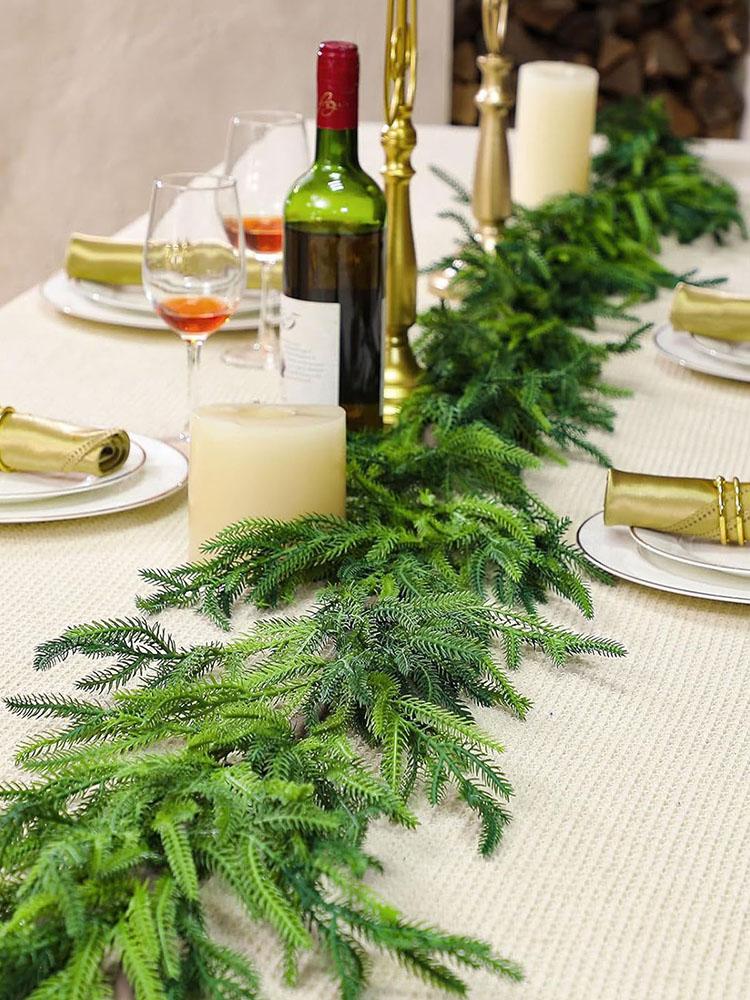 Norfolk Pine Garland Multi-Purpose Realistic Christmas Garland Hanging Pine Decorative Garland for Mantle Fireplace Table