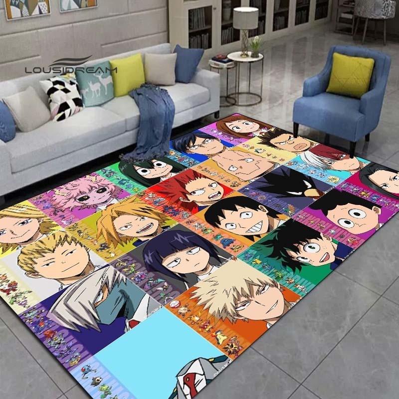 Meu herói academia tapetes moda 3d impressão anime sala de estar quarto grande área tapete macio casa quarto das crianças bonito tapete