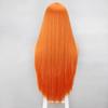 Perruques synthétiques Orange longues perruques droites avec frange pour les femmes rose rouge Cosplay fête usage quotidien cheveux naturels