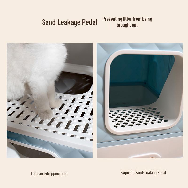 Fashionable Enclosed Cat Bed & Litter Box – Anti-Splash Design for Large Cats