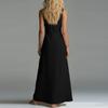 Sleeveless V Neck Button Down Long Dress with Pockets Casual Loose Fit Summer Maxi Dress for Women