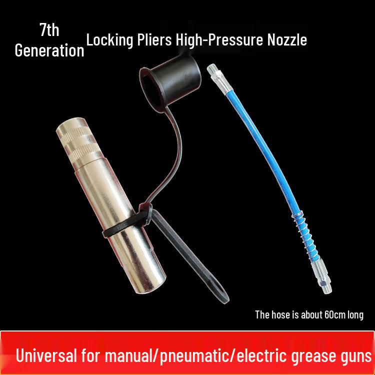 Self-Locking Grease Gun Nozzle with Double-Handle for High-Pressure Greasing