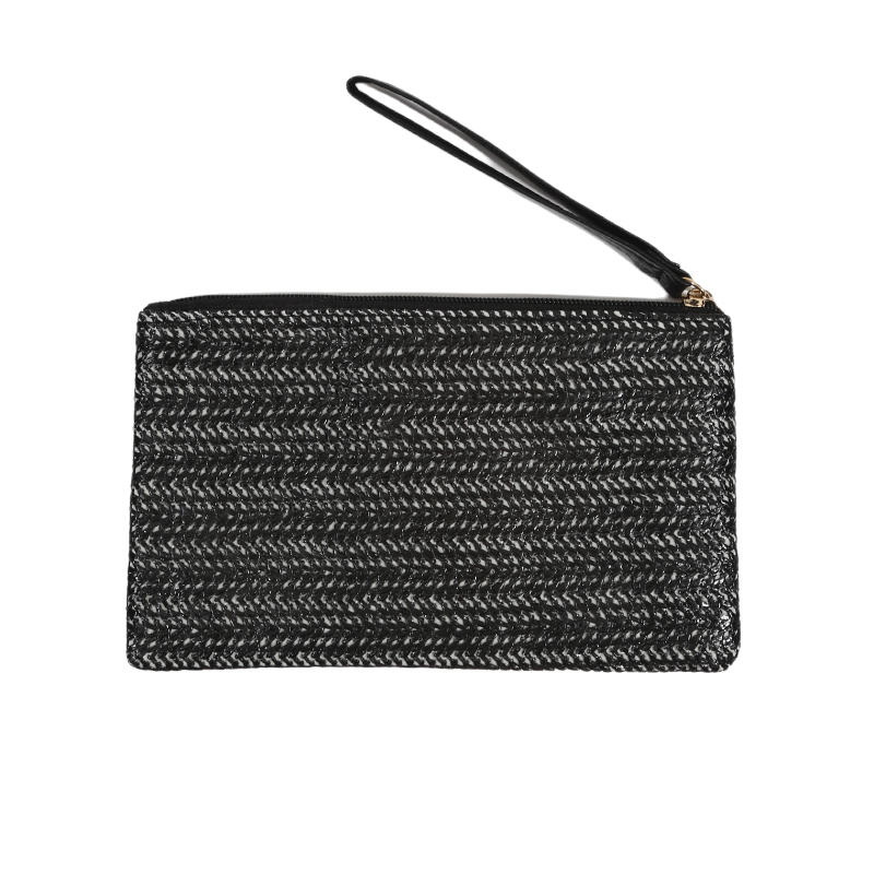 Fashion Ladies Weaving Bag Wristlet Clutch Women Daily Money Phone Clutch Solid Straw Woven Coin Purse Beach Wallet Card Leisure Travel