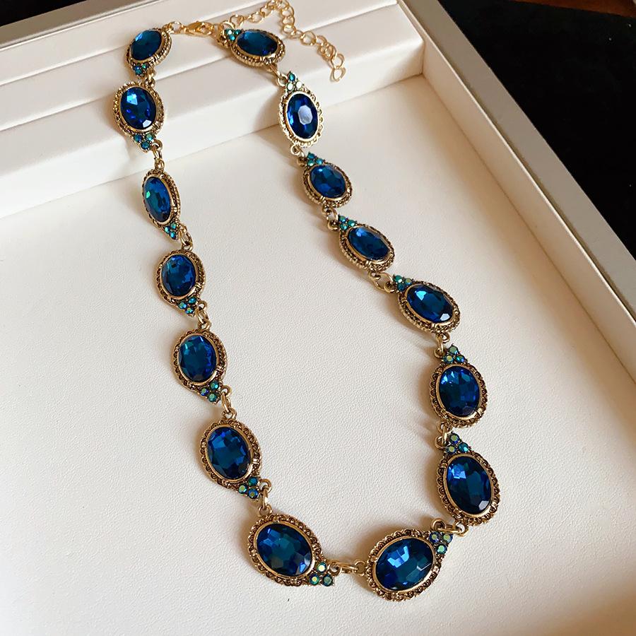 Zircon-set Oval Earrings Light Luxury High-end Simple Necklace Simple 2025 Korean Fashion Versatile Zircon Set for Women