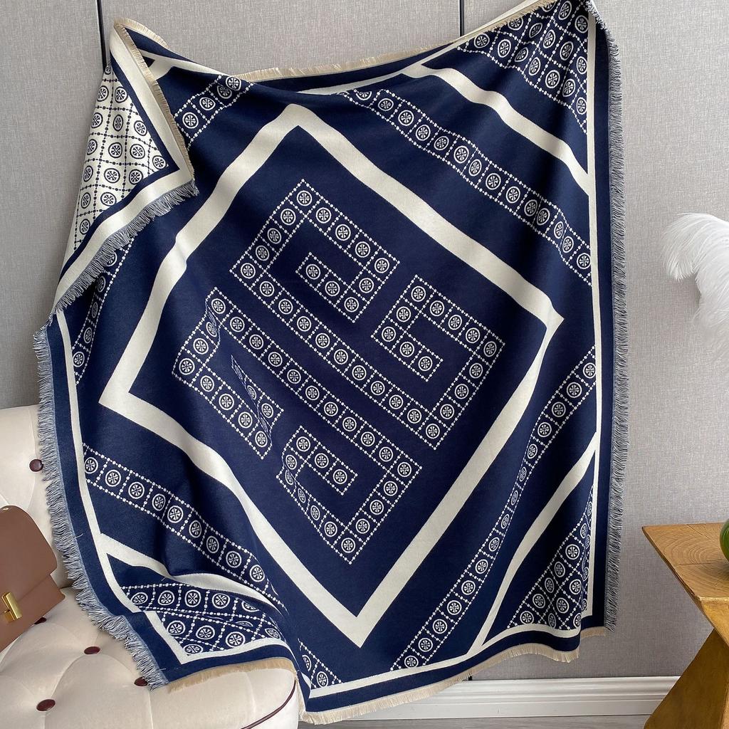 Imitation Cashmere Scarf Women'S Shawl Travel Decoration Square Scarf Letter Air Conditioner Warm Cloak Thickened Scarf