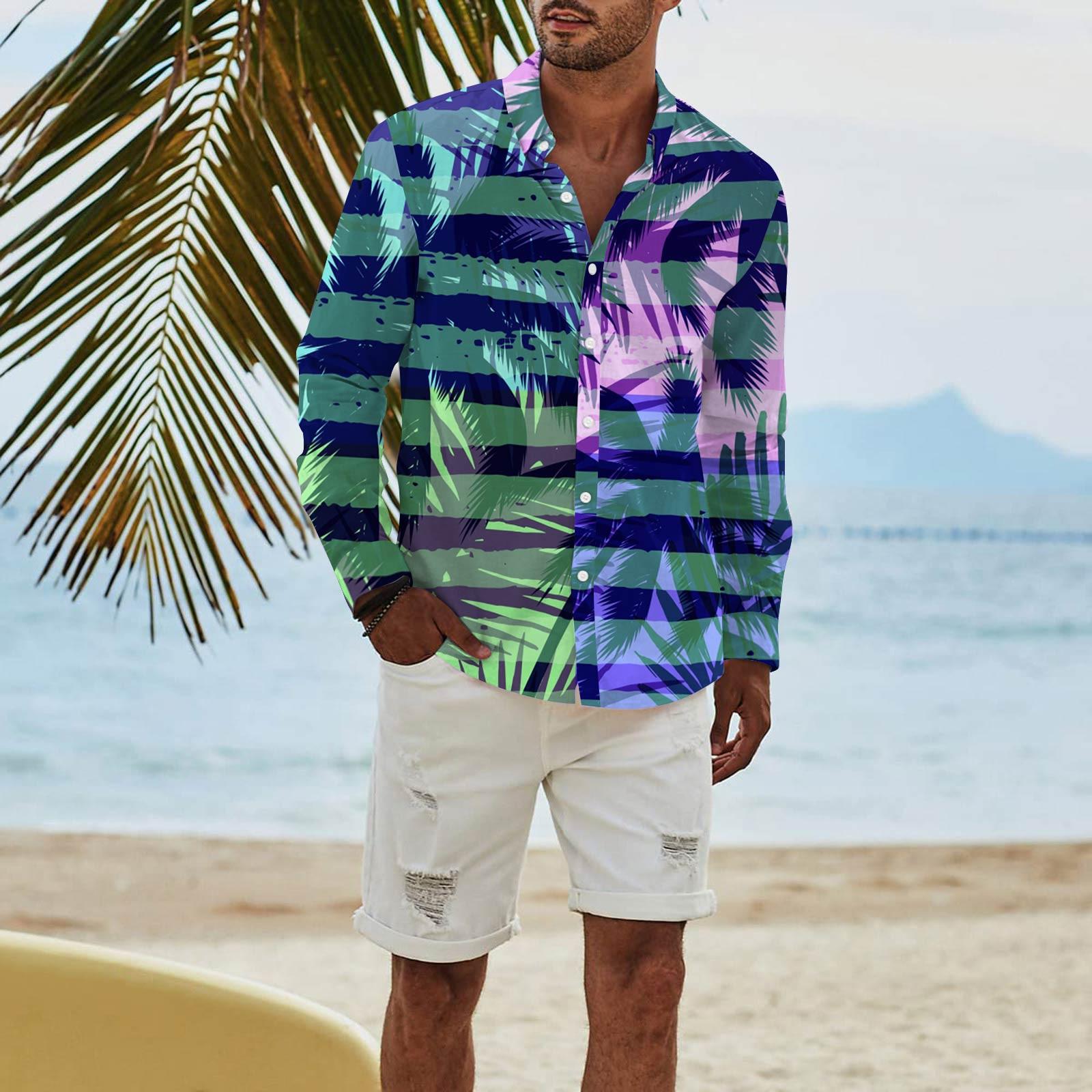 

Мужская модная повседневная футболка с длинным рукавом и принтом на пуговицах, рубашка обычного кроя XXL