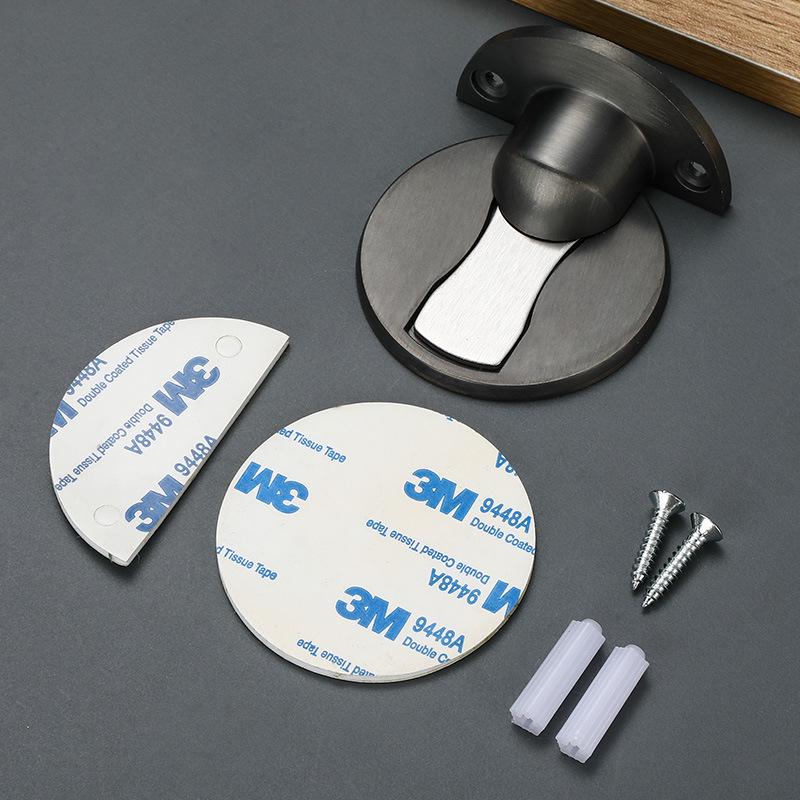 Zinc Alloy Punch-Free Magnetic Floor Doorstop - Silent & Invisible Design