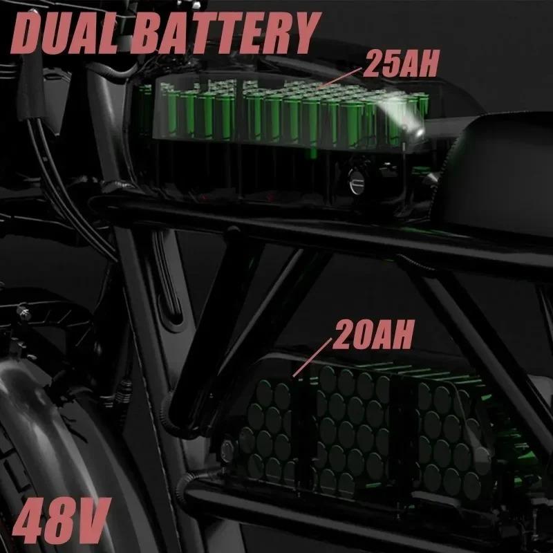 Electric Bike LANKELEISI X-black Knight 2000W 48V45AH Double Battery Hydraulic Electric Bike 20*4.0 Inch! E-Bike