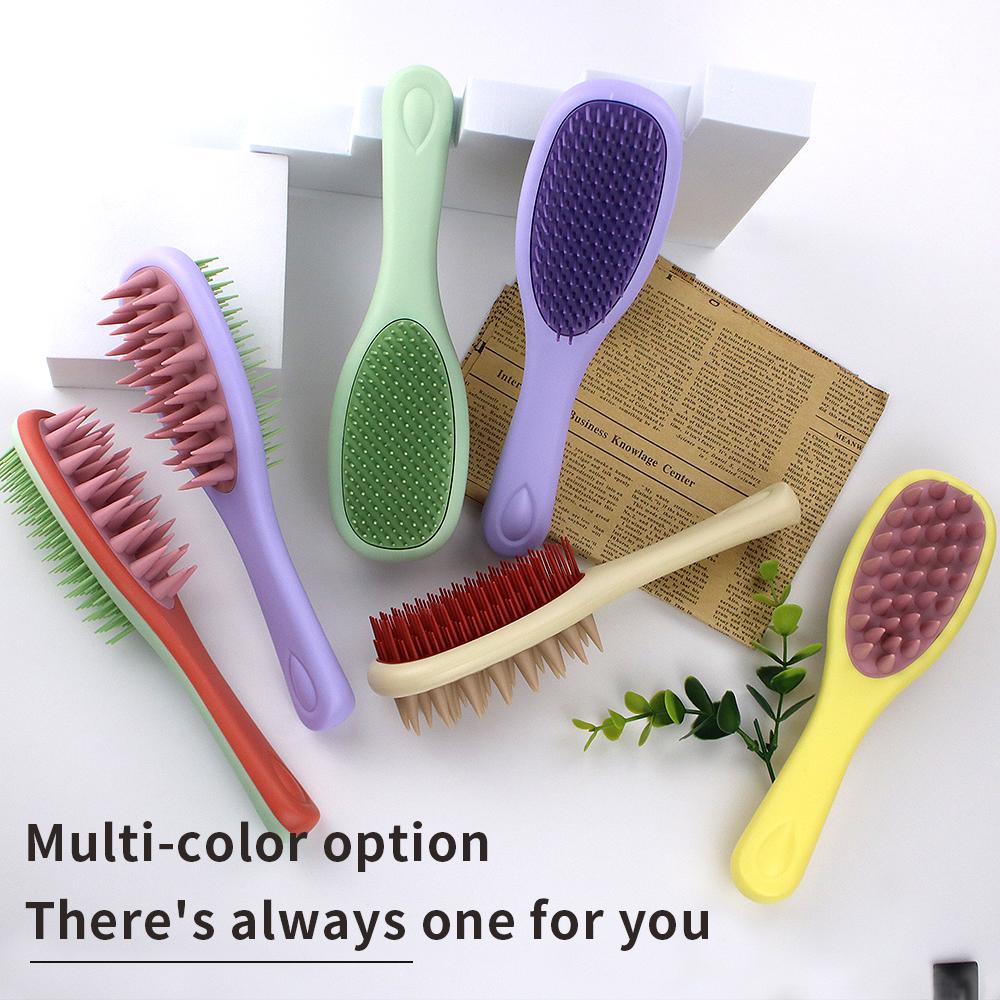 Home Long Handle 2-in-1 Comb for Double-sided Shampoo Brush Silicone with Handle Shampoo Comb Wet and Dry Shampoo Massage Brush