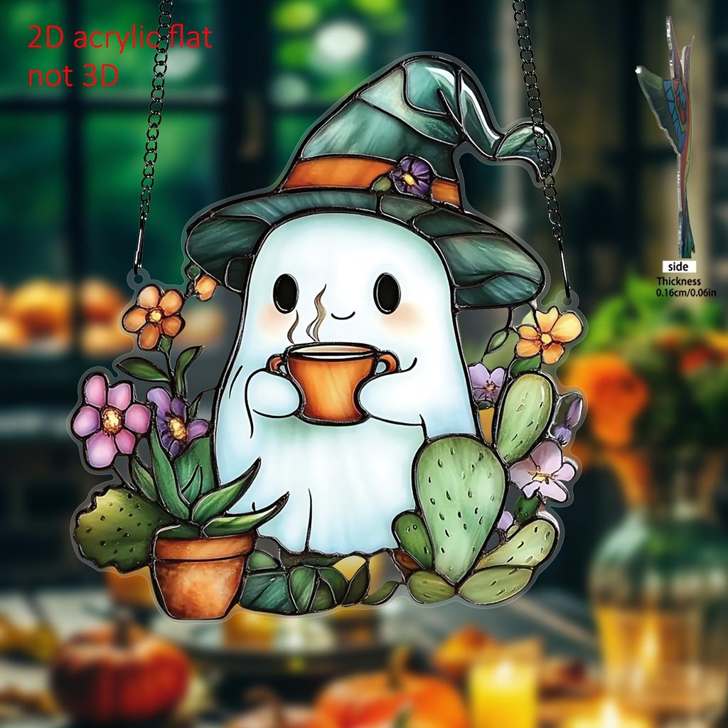 2D Flat, 1pc Light Catcher - Acrylic Window Decoration, Gothic Decoration for Halloween Window Decoration with Haunted House