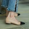 In Stock French Coco Style Soft Leather Color Block Low Cut Sandals - Women's Spring Mid and Thick Flat Heels
