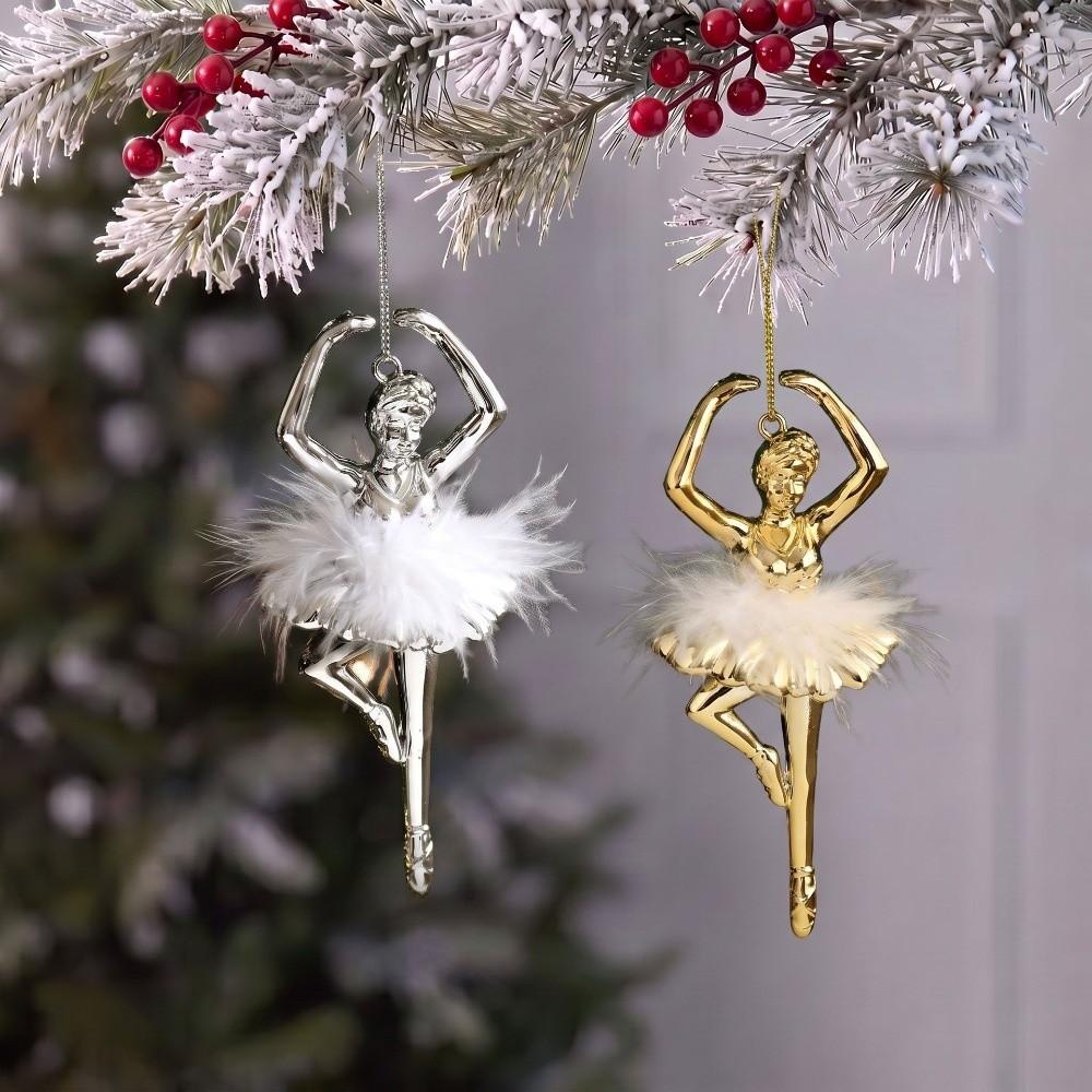 Ciondoli Ragazza da Ballo Placcati Elettroliticamente in Plastica Decorazione Festiva di Natale Raffinata Regalo