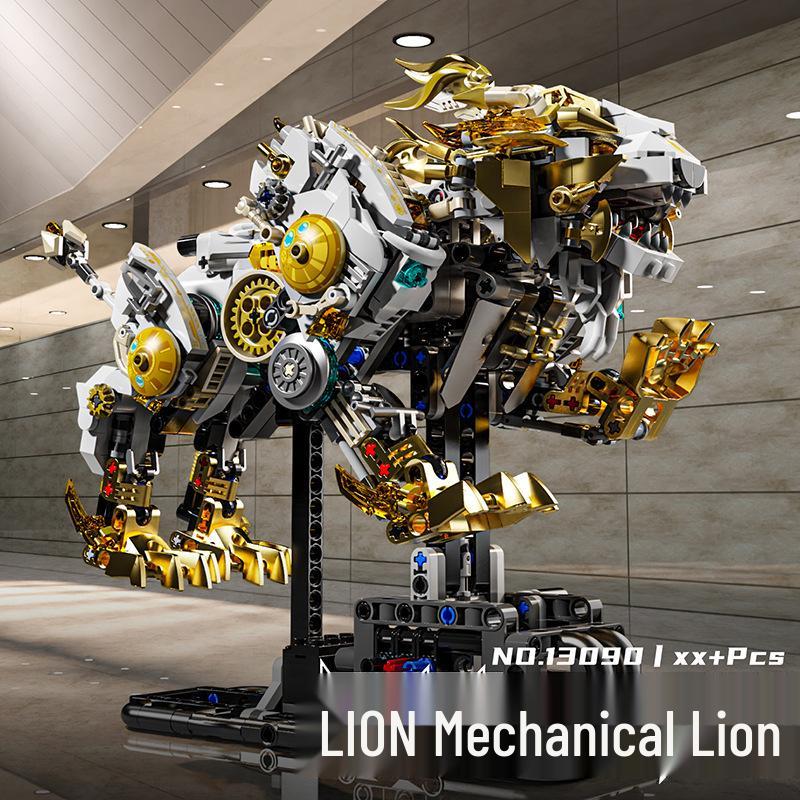 US & Japan Semi-Mechanical Shark and Movable Model Parrot Building Blocks with Lights - Punk Assembly Toy