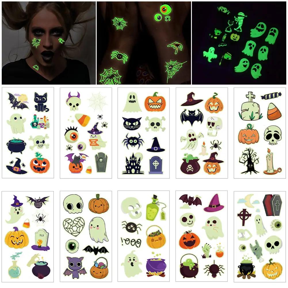 Spider Temporary Tattoo Sticker Realistic Waterproof Design Semi-Permanent Glow-in-the-darkScary Fake Tattoo for Halloween