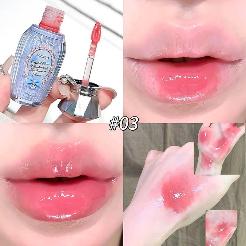 LUCKGO Crystal Moisture Lip Essence: Honey Mirror Plumping Lipstick Gloss