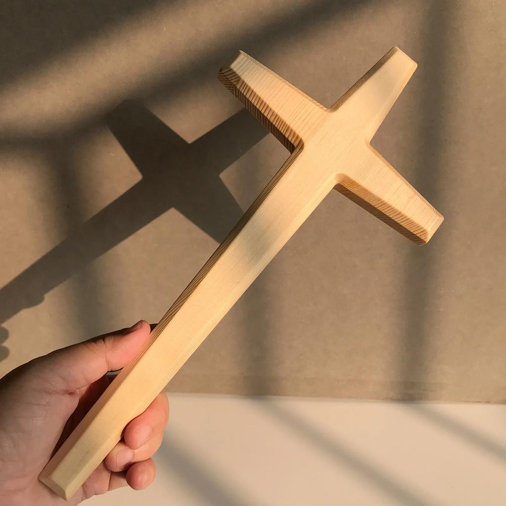Kiefer Morgenstern 33cm Wandkreuz Zum Aufhängen an der Wand Massivholz Handwerk Holzkreuz für Wandkreuze für Heimdekoration christliche Geschenke