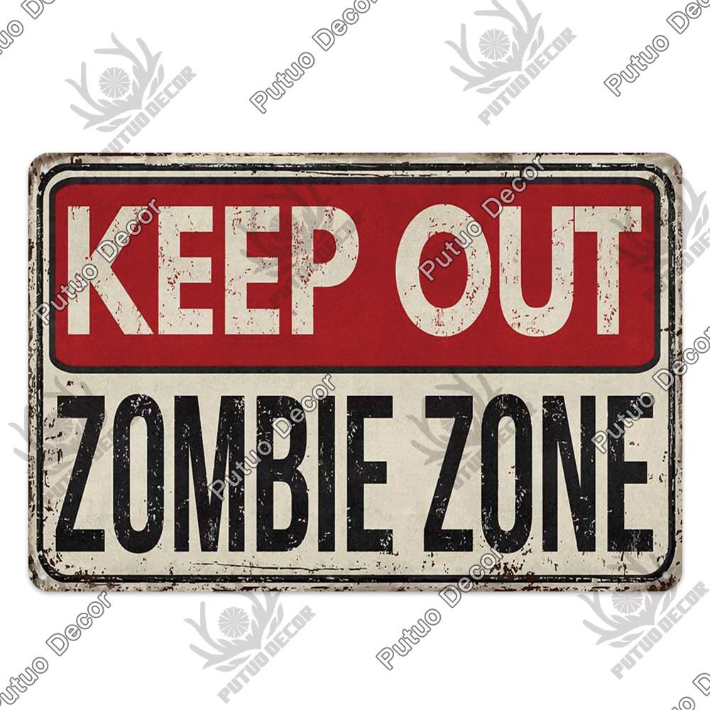 Decor Zombie Vintage Tin Sign Plaque Metal Plate Retro Posters Wall Decor for Bar Pub Club Man Cave Art Painting