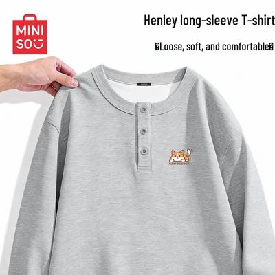 Men's Relaxed Fit Henley Long Sleeve T-Shirt