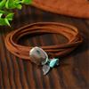 Elegant Modifiable Marine Sphere Necklace With Thin Faux Leather Cord For Stratified Jewelry Appearance