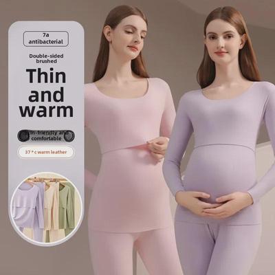 Maternity Wool Warm Suit: Autumn/Winter Pajamas for Nursing & Postpartum - Cozy Home & Loungewear