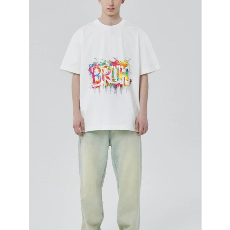 Black T Shirt with Colorful Bruh Graffiti Print for Casual Wear