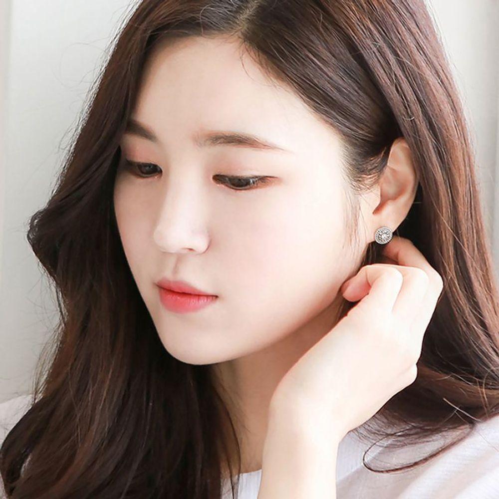 Jlauren 03M01886 Round Marcasite Silver Earrings [30301054]