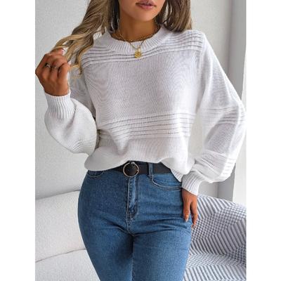 Women's Autumn and Winter Casual Solid Colour Long Sleeve Knitted Pullover Sweater