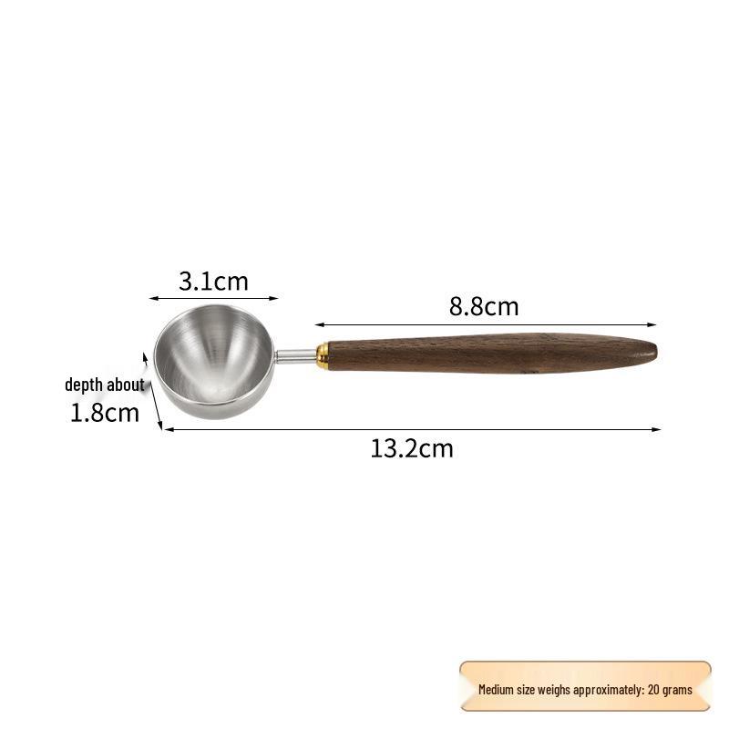 Premium 304 Stainless Steel Coffee Spoon with Walnut Wood Handle for Measuring Coffee Beans