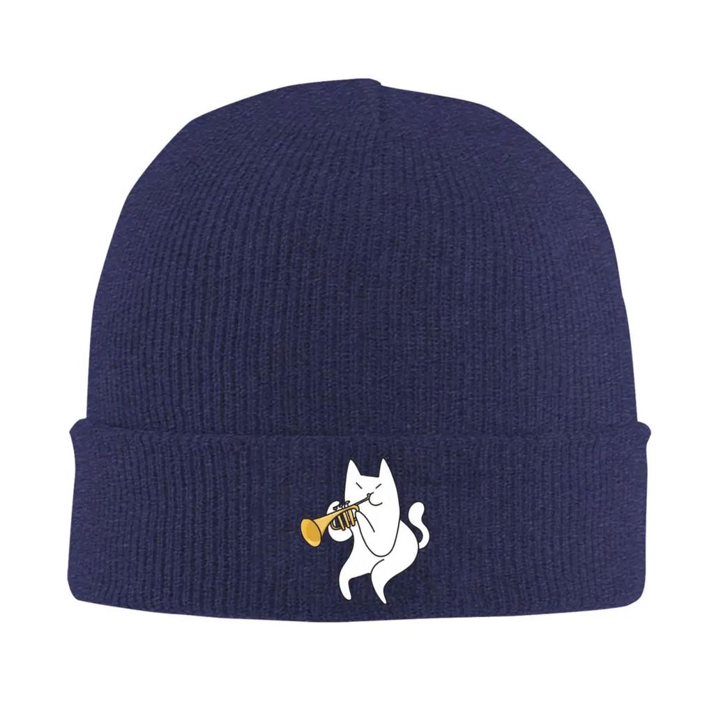 Trumpet Cat Warm Knitted Cap Hip Hop Bonnet Hat Autumn Winter Outdoor Beanies Hats for Unisex Adult