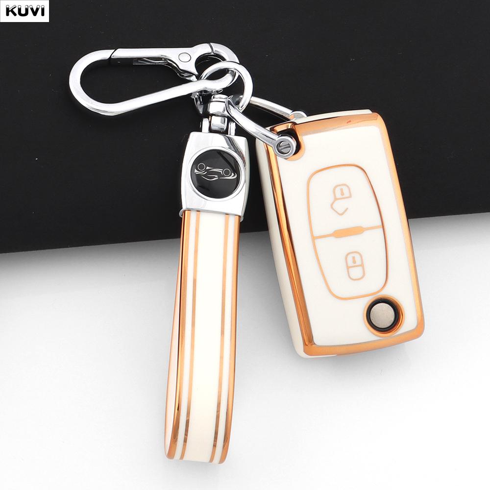 Fashion TPU Car Key Case Cover Keychain Fob Shell For Citroen C2 C3 C4 C5 C6 Xsara Berlingo For Peugeot 207 307 308 407 607 807