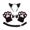 Cute Cat Costume Set with Cat Ear Paw and Bell Design for Halloween 4-Piece Headband, Choker, Gloves, Tail, Bow,