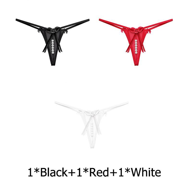 Sexy Bow Beading Lingerie Female Underwear Women's Panties Solid Low Waist G-string Thongs Ladies