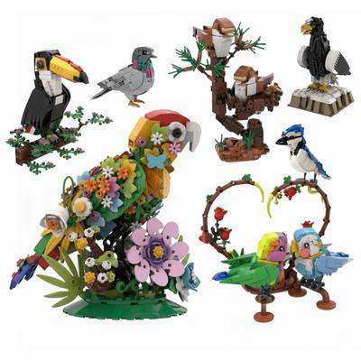 Creative Bird Building Blocks Set Colorful Parrot Flower Display DIY Assembly Model Toy for Kids and Adults Home Decoration