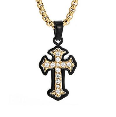 Collana a Croce in Titanio Hip-Hop con Strass da Uomo - Gioielli alla Moda Europei e Americani