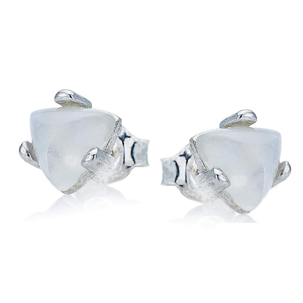 Les Trésors De Lily [R3000] - Stříbrné náušnice 'Meghan' stříbrné měsíční kameny (rhodium) - 7 x 7 mm