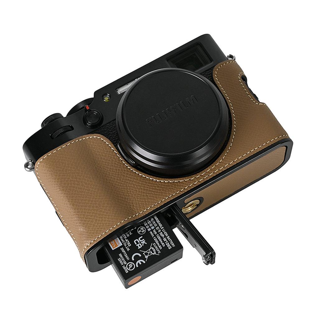 Aluminum Metal Camera Bag Genuine Leather Half Body Case For Fujifilm X100V Fuji X100v Battery Opening Bottom Cover