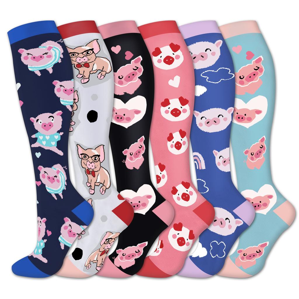 5/6 Pairs Compression Socks Varicose Veins Stockings New Pattern Calf Pressure 15-20Mmhg Men Women Work Sports Yoga Calf