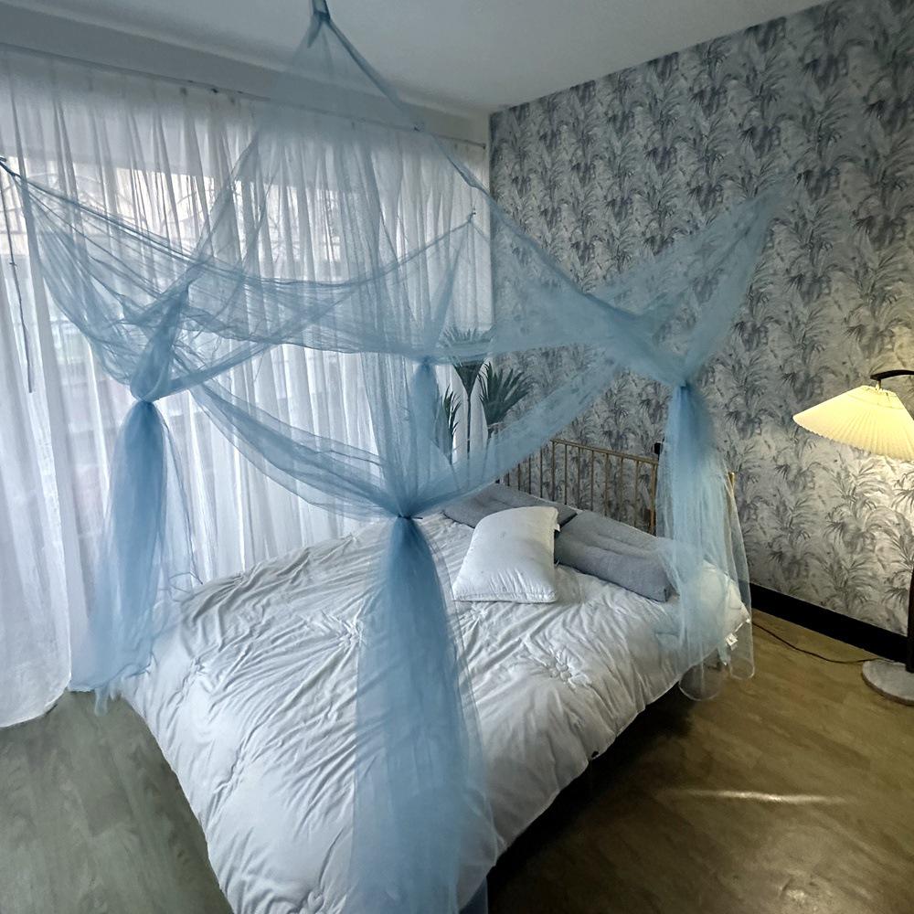 2-Meter Encrypted Four-Door Square Mosquito Net with Hooks - Simple Inn Style