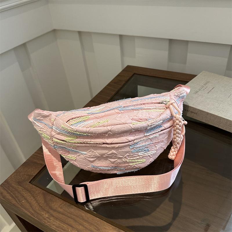 

Cute and lightweight pleated breast bag Japanese ins small fresh student versatile fanny pack Mori girl niche messenger bag розовый