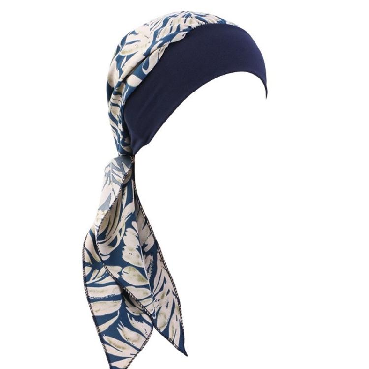 

Soft Silky Women Turban Hat with Elastic Wide Band Vintage Printed Multiuse Bonnet Caps Headwrap for Daily Use 1