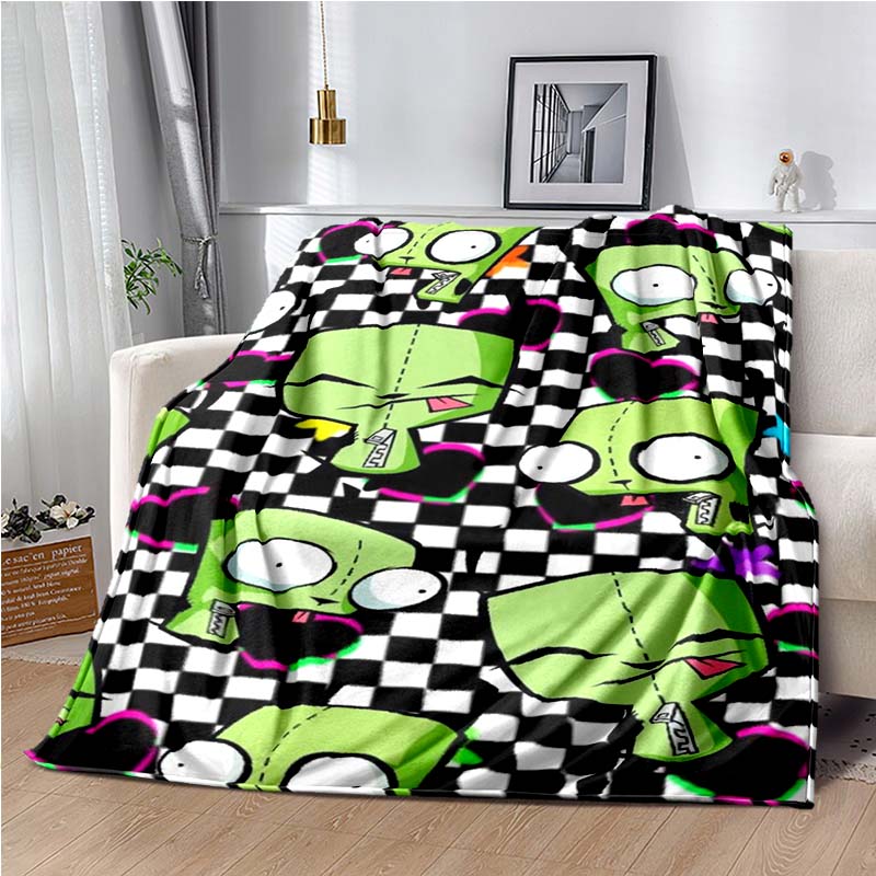 Invader ZIM Gir Kreslená deka Útulná měkká deka Deka na gauč Odolný dekor Pro děti Ženy Muži Cestovní deka Měkká přehoz na postel