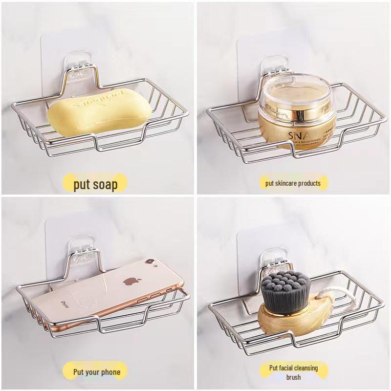 Nerezový nástěnný držák na mýdlo - Bez vrtání a multifunkční koupelnová police