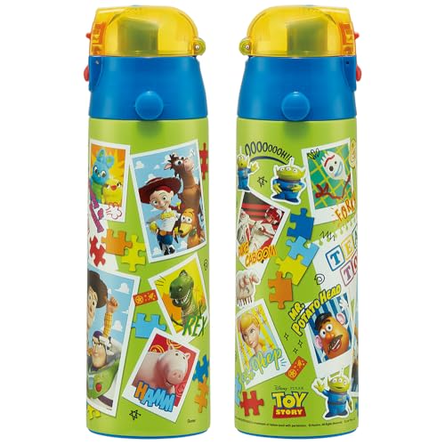 Skater Kids' 2-Way Stainless Steel Water Bottle, 580ml (Direct Drink) or 570ml (Cup Drink), Disney Toy Story 24 Design, Lightweight and Child-Friendly