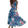 Women's Summer Fashion Retro Print V-Neck Sleeveless Long Dress