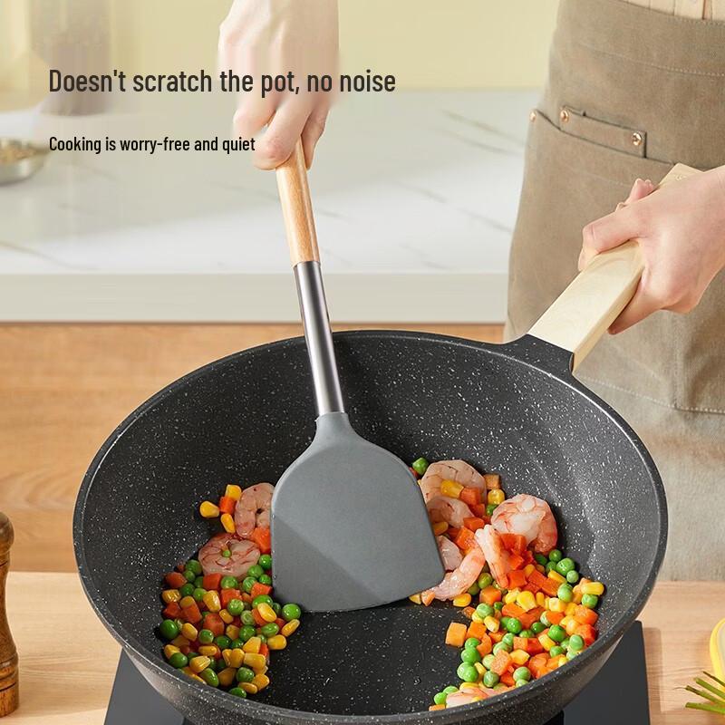 

COOKER KING Wooden Handle Silicone Spatula & Ladle Set