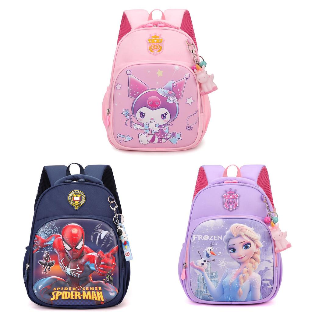 Elsa Cinnamoroll Kuromi Spider Man Cartoon Childrens Backpack With Durable Nylon For Kindergarten School Use