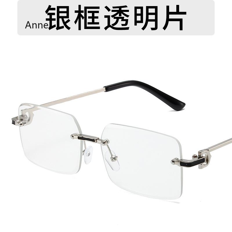 Vintage Square Rimless Sunglasses Women Luxury Designer Popular Small Rectangle Gradient Sun Glasses Fashion Shades