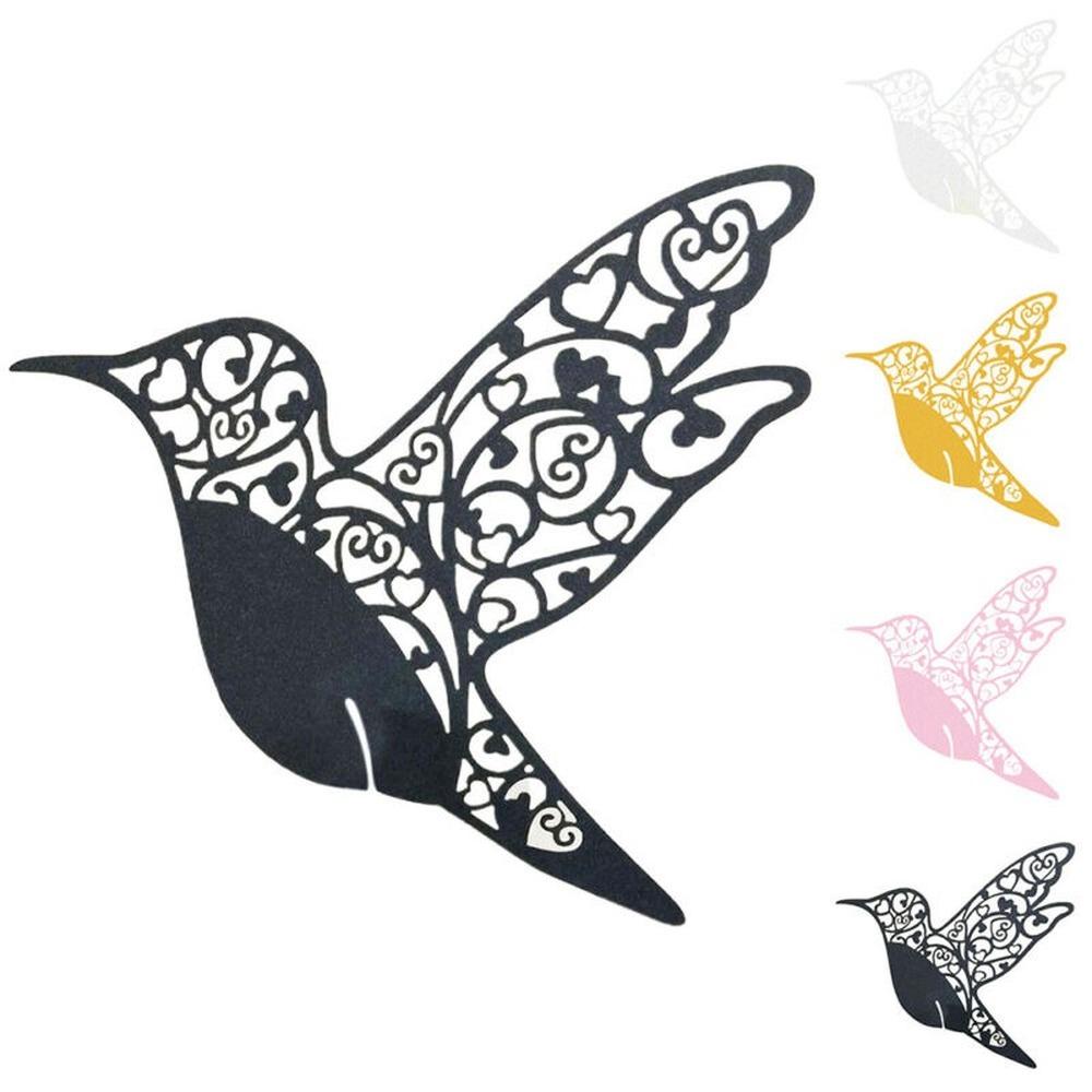 Cartes de Place en forme de colibri découpées au Laser sur papier nacré, fournitures de décoration pour fête de mariage